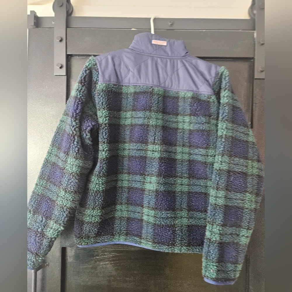 Simply Southern Navy and Green Plaid Fleece Pullover - Picture 5 of 5